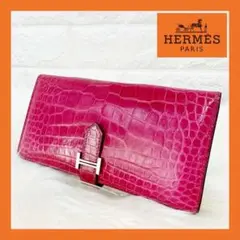 【HERMES】 エルメス ベアン クラシック アリゲーター 長財布 ウォレット