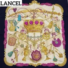 ☆LANCEL☆ ランセル スカーフ 大判 王冠 チャーム タッセル ネイビー