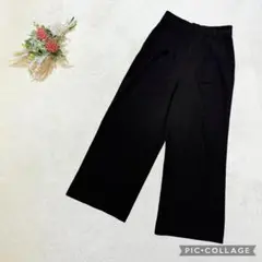 オペークドットクリップ オウズ 【M】 スラックス ストレッチ ワイドパンツ 黒