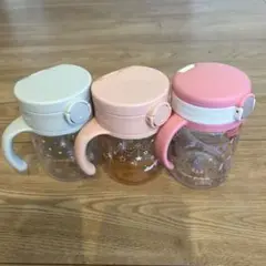 Richell ベビー用ストローマグ（くすみグレー・くすみピンク・ピンク）
