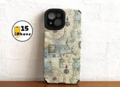 【割引有り】iPhone15 ケース　カバー　スマホケース　地図　レトロ　旅