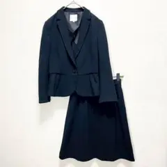 クミキョク◆スカートスーツセットアップ/フォーマル ペプラム ママスーツ 紺