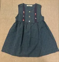 ファミリア♡グリーンチェックジャンバースカート100サイズ