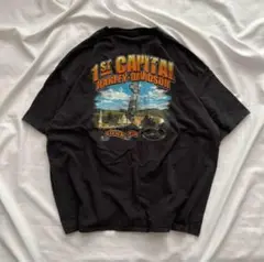 【人気】 ハーレー Tシャツ 黒 ビッグプリント バックプリント 古着 3XL