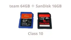 SanDisk Extreme 16GB /Team 64GB SDカードセット