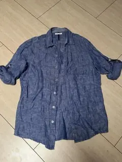 a.v.v HOMME ヘリンボーン麻シャツL