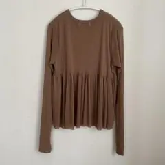 （新品）CYAN TOKYO バックギャザーカットソーキャメル・長袖・メッシュ