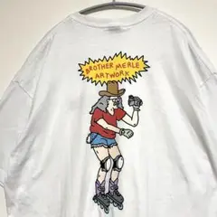 BROTHER MERLE Tシャツ　バックプリント　ロゴ刺繍　ホワイト　M