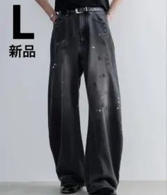 【新品＆】SINSS バギーシルエットカーブデニム ブラック系その他 Lサイズ