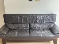 ダークブラウン レザー 4人掛けソファ