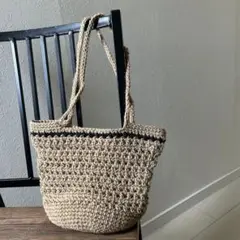 カゴバッグ　麻バッグ　ハンドメイド春夏バッグ
