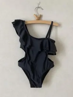 フリル付きブラックワンピース水着
