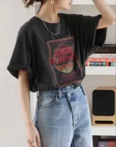 Ungrid アングリットツアーロゴルーズTシャツ　チャコールグレー