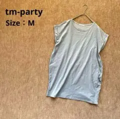 【ティーエムパーティー】ロングTシャツ　ノースリーブ　ビッグ　ゆったり　シンプル