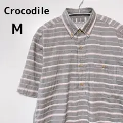 【美品】Crocodile クロゴダイル メンズM ボタンダウンカジュアルシャツ