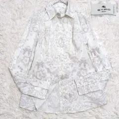 未使用級 エトロ 38 2023年モデル 現行 花柄 ペイズリー 白シャツ