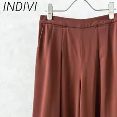 INDIVI ワイドパンツ ポケット付き ウエストゴム シンプル ゆったり