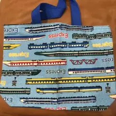 列車プリント手提げバッグ