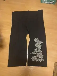黒　アジアン　和柄　プリント　ワイドパンツ