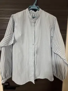 GU ストライプ柄 長袖シャツ M 水色
