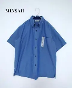 沖縄　ミンサーかりゆしウェア　Мサイズ　デニムシャツ風