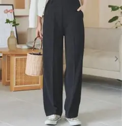 美脚ジャージーワイドパンツ [M4019] 神戸レタス　センタープレス