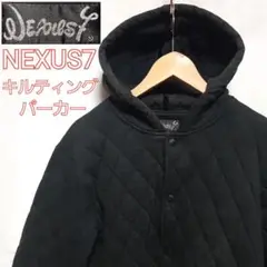 NEXUS7 キルティングスナップボタンパーカー フーディー ブラック ネクサス
