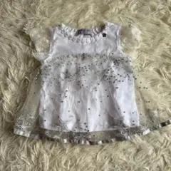 ANNA SUI mini 星柄チュールトップス 90 白 レース袖　女の子