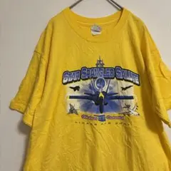 アメカジ　 半袖Tシャツ ビッグプリント イエロー　Lサイズ　ギルダン