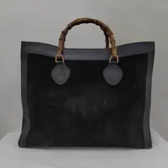 グッチ/スウェードレザーバンブービッグトートバッグ/大容量/バンブーライン