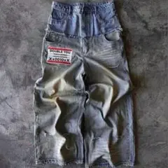y2k layered washed baggy opium デニム