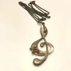 パルナートポック ト音記号 音符デザイン ネックレス バラ　花装飾　未使用品