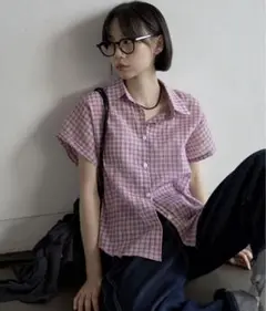 une mansion シアーシースルーロールアップビンテージチェックシャツ