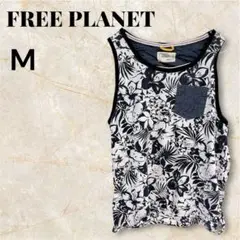 FREE PLANET 【M】フラワープリント モノクロ　ノースリーブ 花柄