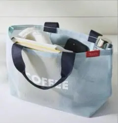 ☆新品☆ TULLY'S COFFEEプリント メッシュトートバッグ 水色②