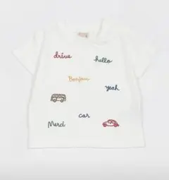 刺繍デザイン ホワイト Tシャツ 90(S)