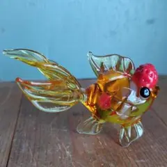 難アリ！ガラス製　金魚の置物　尾ヒレひびアリ　きんぎょ　硝子細工