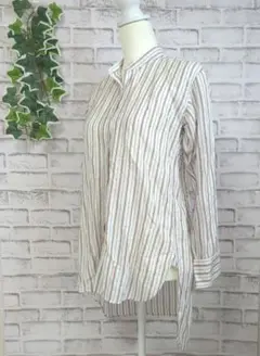 【UNIQLO】ユニクロ　リネンブレンドスタンドカラーシャツ　S