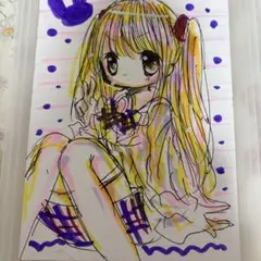 手描きイラスト。女の子。イラストボード