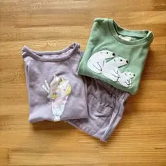 【美品】100センチ ルームウェアセット＆カットソー 2枚組