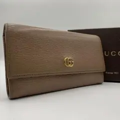 美品✨グッチ 折り財布 マーモント 金具 レザー ウォレット ピンクグレージュ