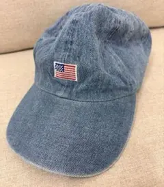 デニム アメリカ国旗刺繍 ベースボールキャップ
