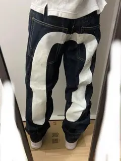 EVISU エヴィス ワイド デニム バギーパンツ カモメプリント シンチバック