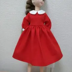 リカちゃん 丸えりワンピース あか