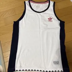 adidas タンクトップ S ホワイト/ネイビー/レッド