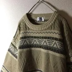 M1 ケーブル編み ネイティブ柄ニット セーター Lサイズ メンズレディース