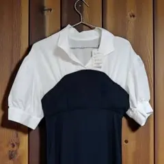 『新品♡未使用』ネイビー 半袖 シャツワンピース♡ L