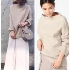 カシミア混【deuxieme classe】ボトルネックニット ライトグレー F