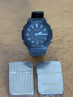 カシオG-SHOCK/GA-2100×ジッポーアーマーケース×ジッポー無地