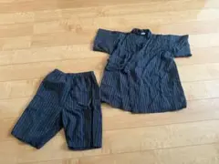 黒とグレーのストライプ甚平